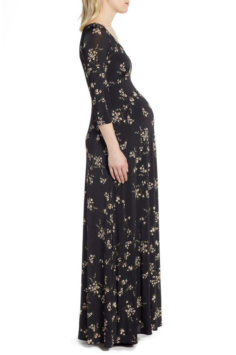 Samantha Maternity Maxi Dress, Alternate, color, BLACK