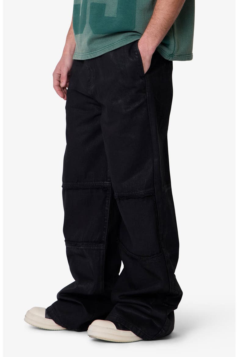 Ultra Wide Waxed Oversize Cargo Pocket Pants, Alternate, color, BLACK