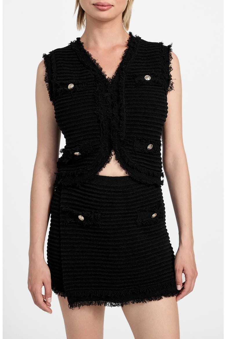 Malina Bouclé Ottoman Stitch Vest, Main, color, JET BLACK