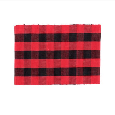 Franklin Buffalo Check Gingham Plaid Woven Black And Red Placemats Set of 4, 13" x 19"