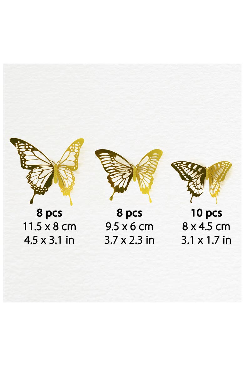 3D Butterflies 78-Piece Wall Sticker, Alternate, color, GOLD