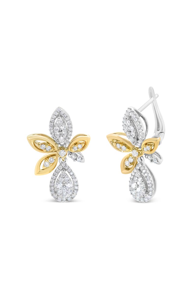 14K Gold 1.00 Cttw Diamond Teardrop Drop Dangle Earrings, Main, color, Yellow