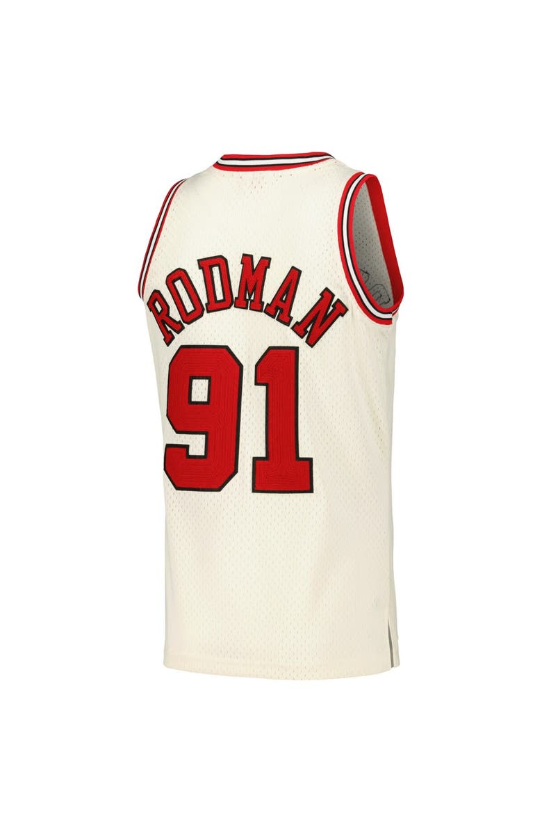 Mitchell & Ness Men's Mitchell & Ness Dennis Rodman Cream Chicago Bulls Chainstitch Swingman Jersey, Alternate, color, Cream