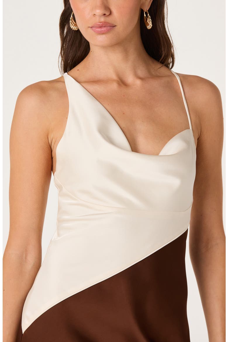 Amiyah Colorblocked Midi Dress, Alternate, color, CREAM BROWN