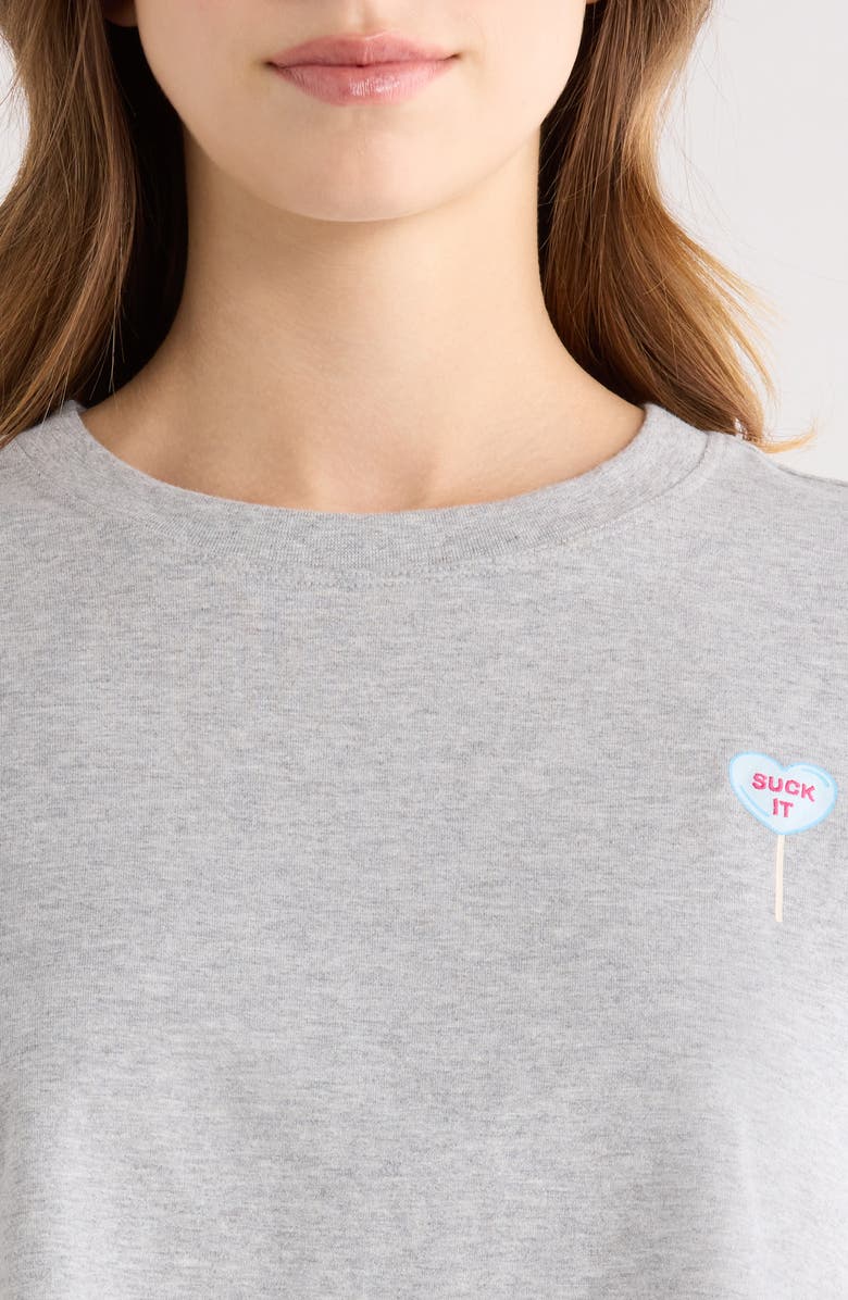 Open Edit Boxy Crop Sleep T-Shirt, Alternate, color, Grey Heather Blue Lollipop