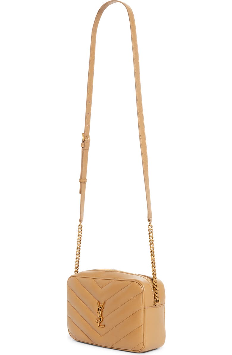 Saint Laurent Loulou Mattelassé Leather Camera Bag, Alternate, color, Natural Tan