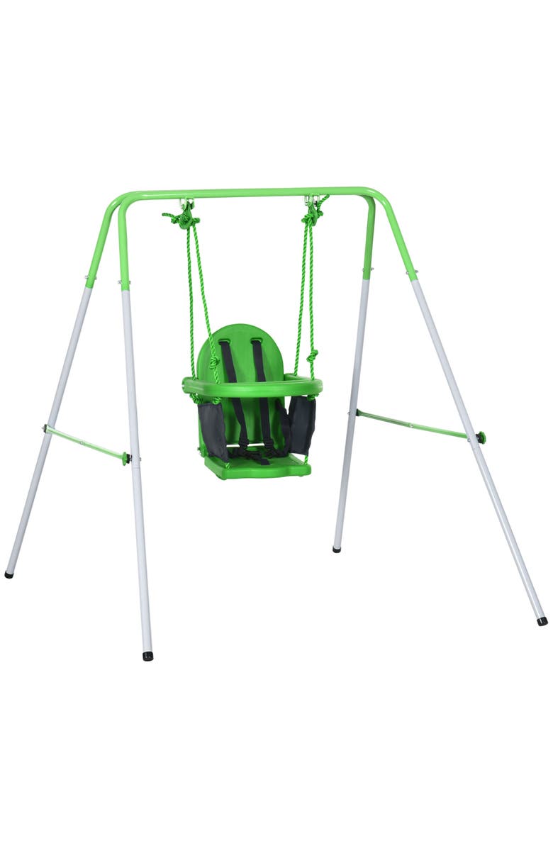 Outsunny Toddler Metal Swing Set with Safety Seat Belt, for Ages 6-36 Months, Main, color, 