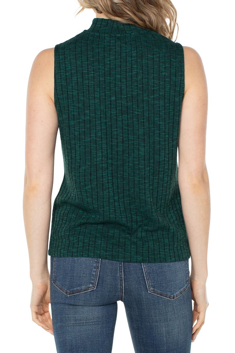 Keyhole Mock Neck Rib Sleeveless Top, Alternate, color, DP EMERALD GRN