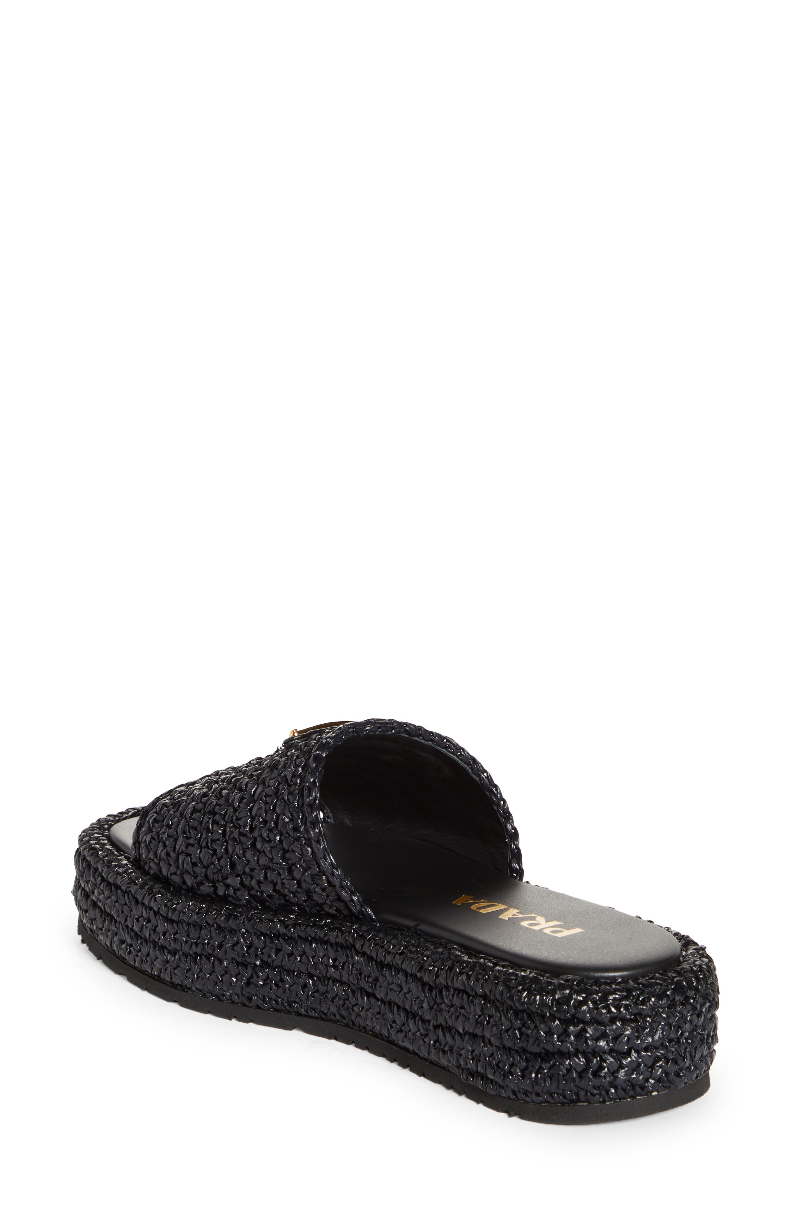 Prada Raffia Flatform Slide Sandal, Alternate, color, 