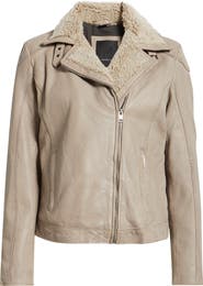 MAURITIUS Jenja Fleece Lined Leather Moto Jacket