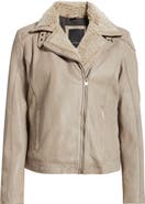 MAURITIUS Jenja Fleece Lined Leather Moto Jacket