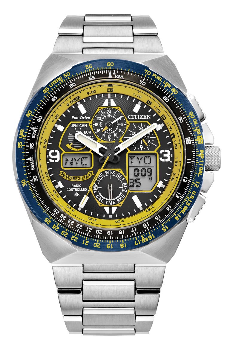 Promaster Air Skyhawk A-T Chronograph Bracelet Watch, 46mm, Main, color, SILVER-TONE