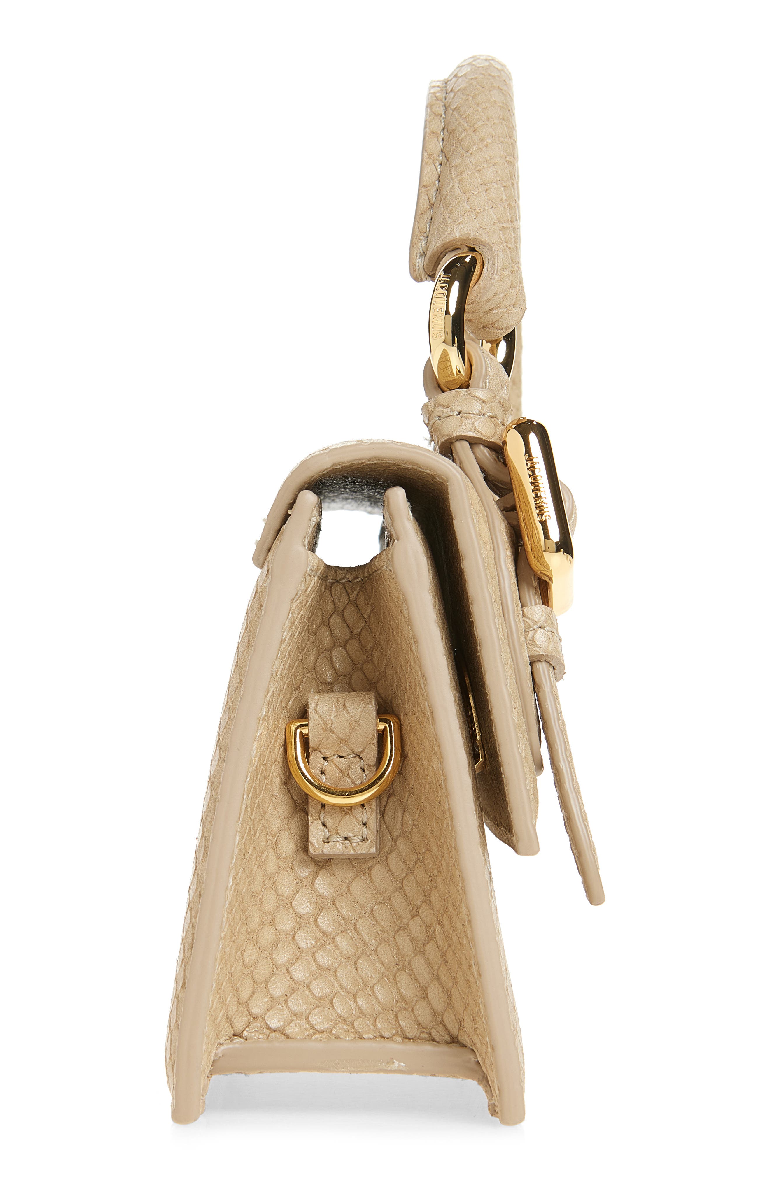 Jacquemus The Long Chiquito Embossed Leather Top Handle Bag, Alternate, color, Light Beige 130