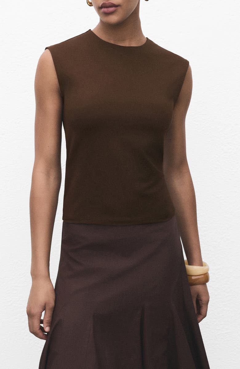 MANGO Fitted Sleeveless Top, Main, color, Brown