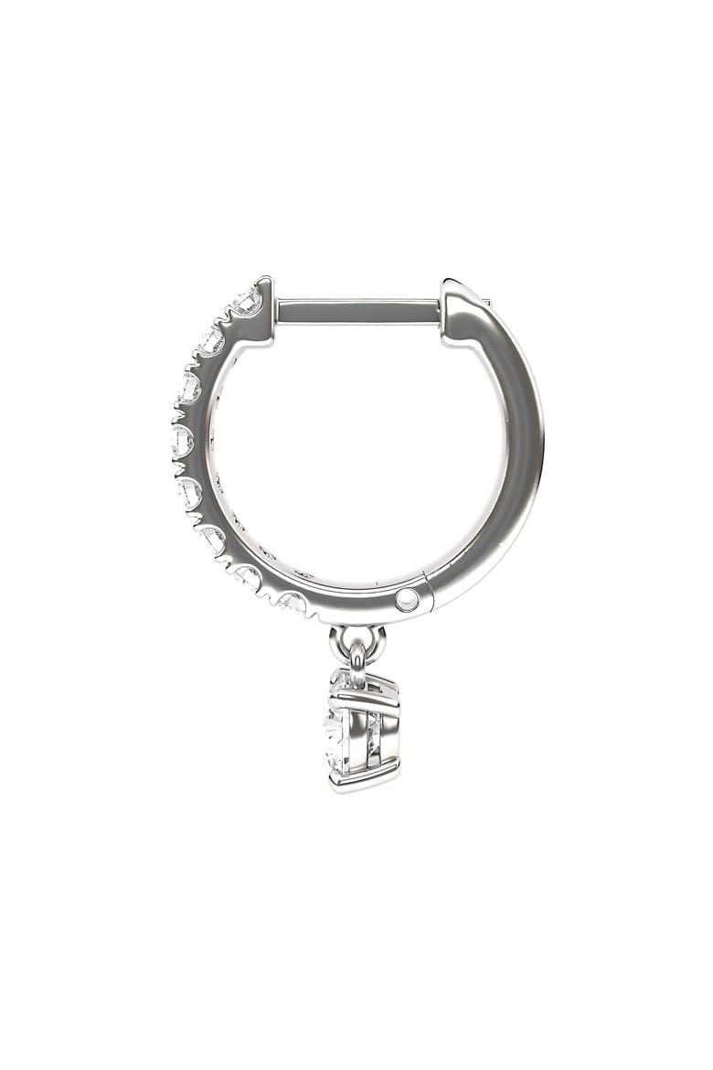 Lab Created Diamond Drop Huggie Hoop Earrings, Alternate, color, 18K WHITE GOLD