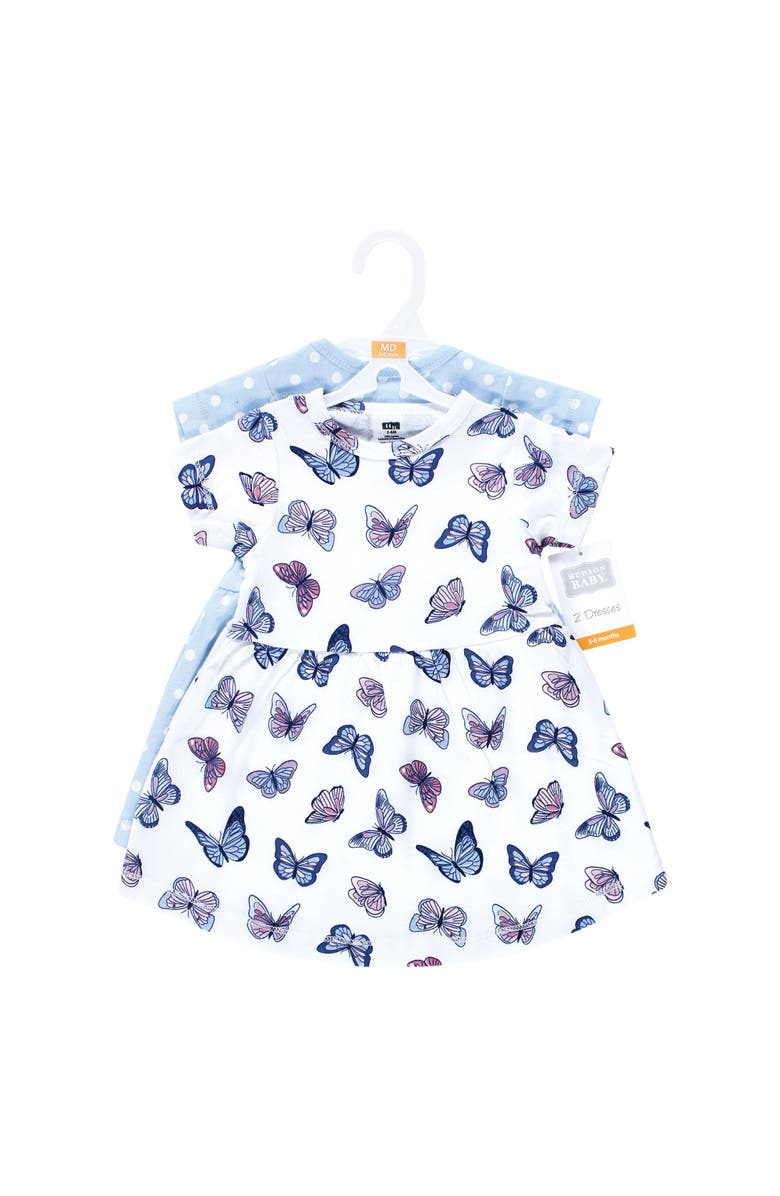 Hudson Baby Stylish Baby Dress 2Pc, Alternate, color, Blue Butterflies