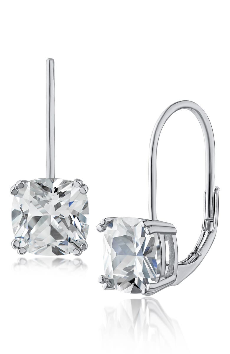 CZ by Kenneth Jay Lane Cushion Cubic Zirconia Drop Earrings, Main, color, Clear/ Silver