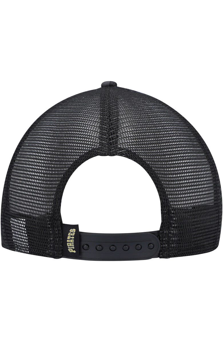 New Era Men's New Era Black Pittsburgh Pirates Repeat A-Frame 9FIFTY Trucker Snapback Hat, Alternate, color, Black