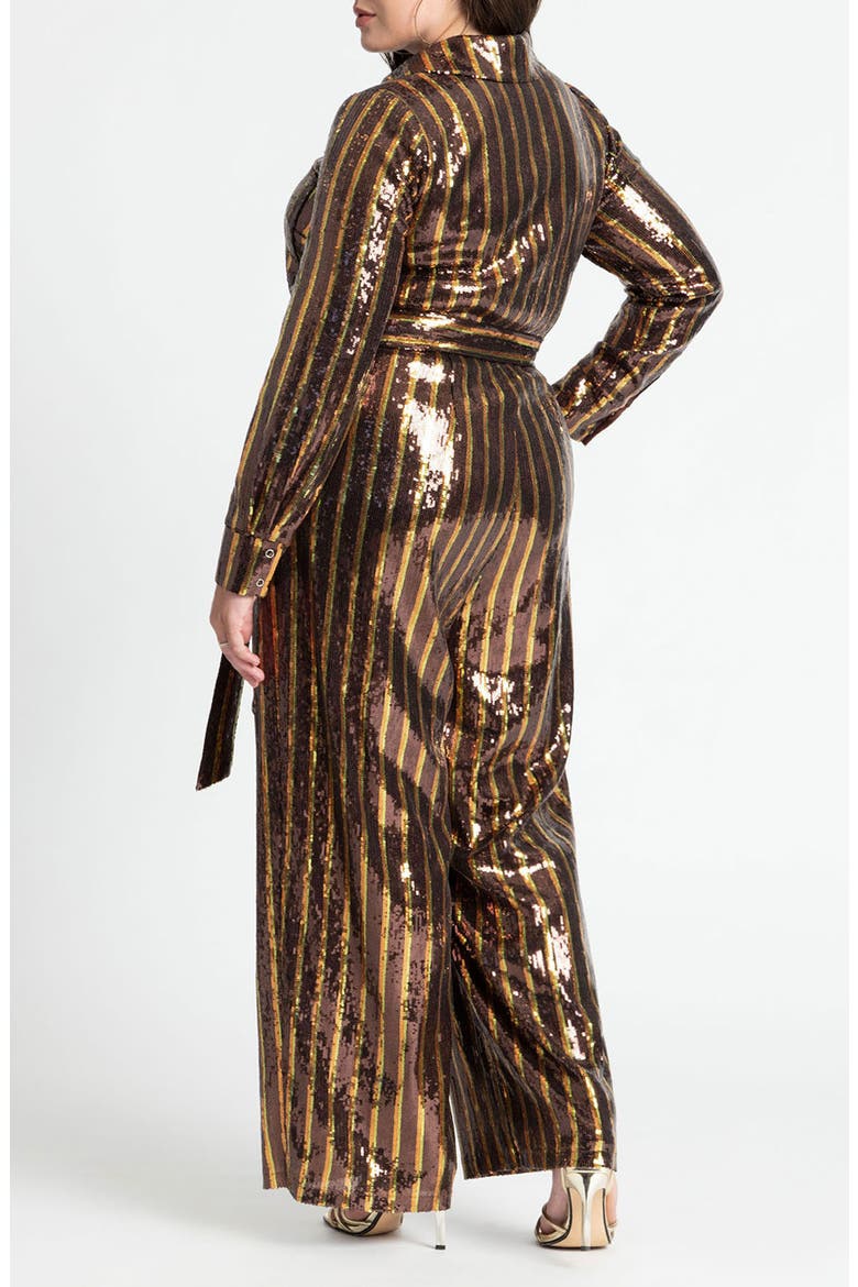 Print Sequin Long Sleeve Jumpsuit, Alternate, color, MINT COCOA STRIPE