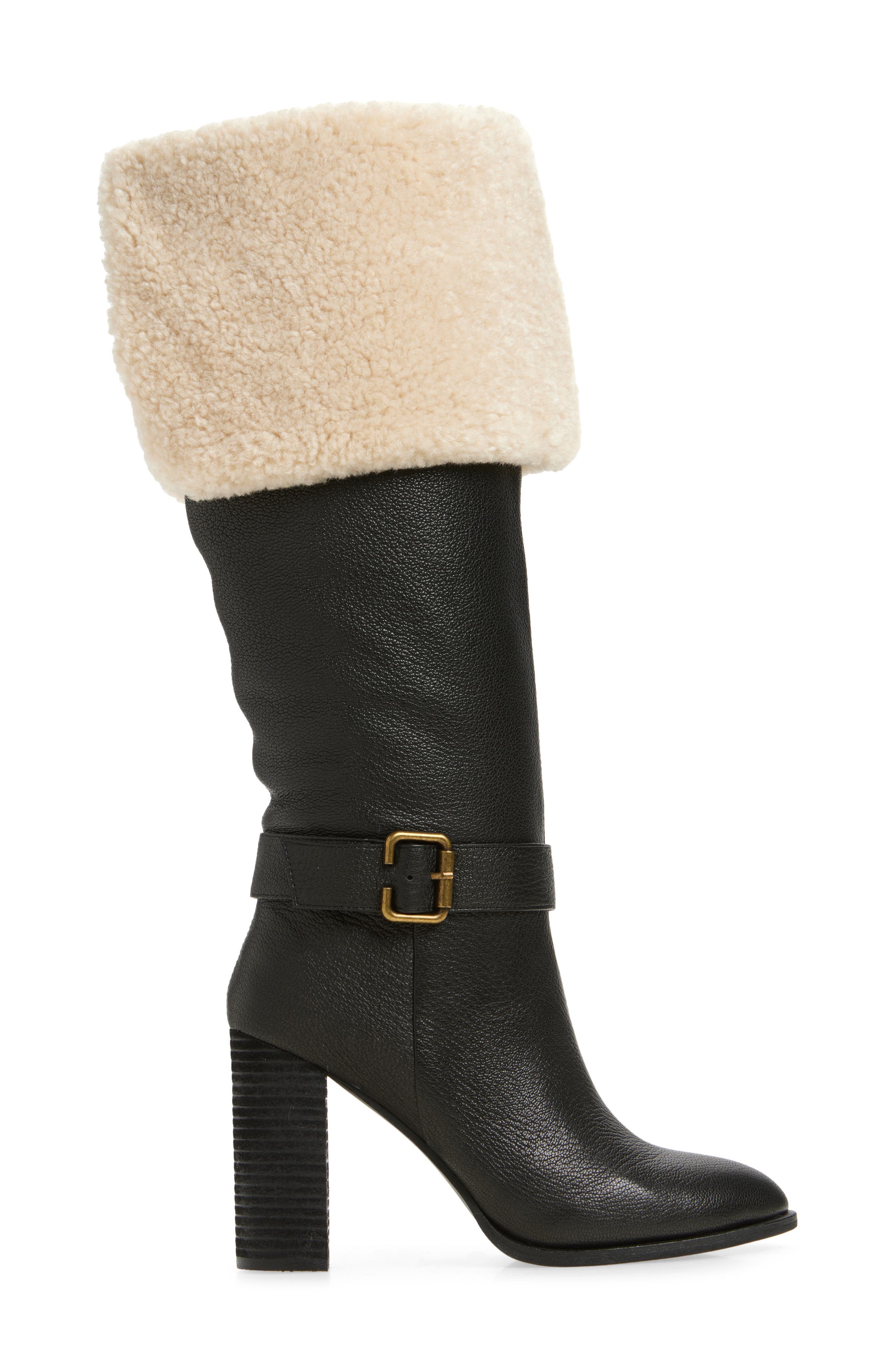 Jeffrey Campbell Nestle Knee High Boot, Alternate, color, Black Crinkle Beige