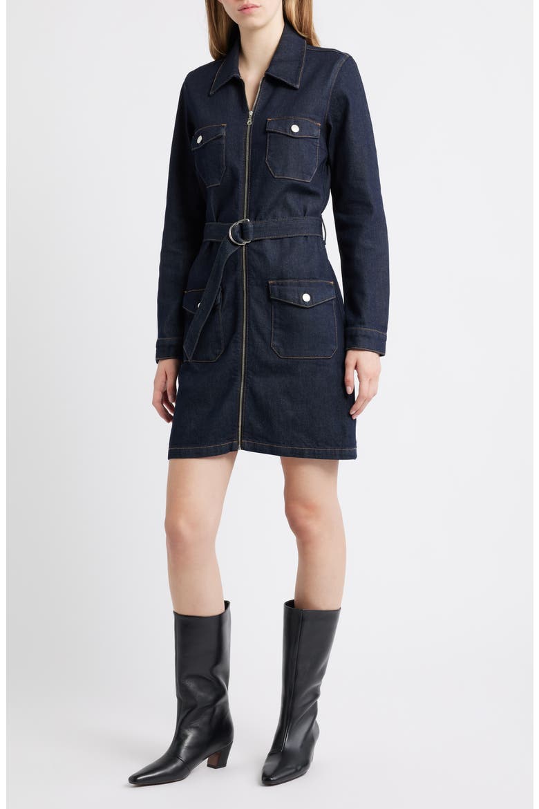 Jefferson Belted Long Sleeve Utility Mini Shirtdress, Main, color, MIDNIGHT BLUE