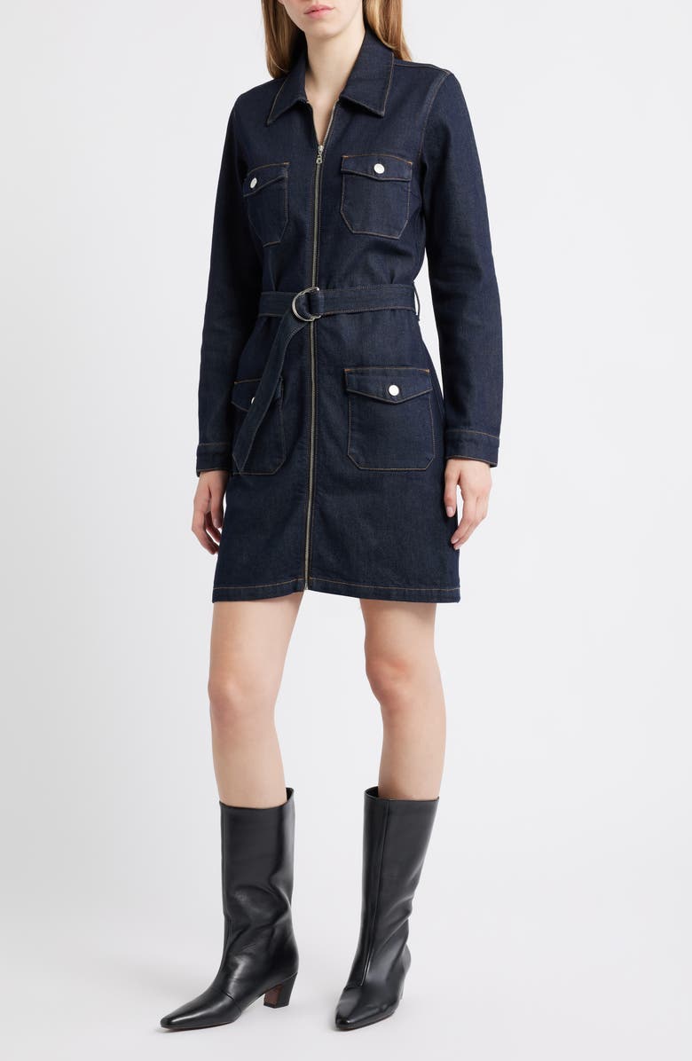 Rails Jefferson Belted Long Sleeve Utility Mini Shirtdress, Main, color, Midnight Blue