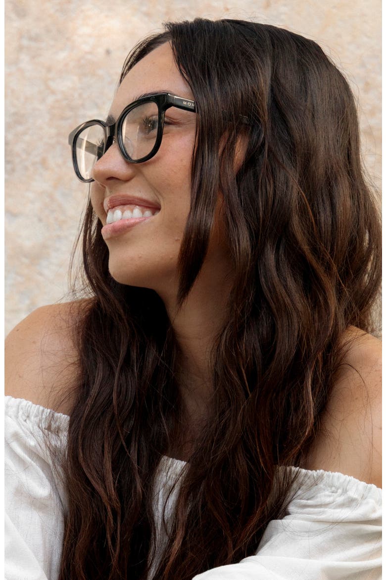 Lahela 52mm Low Nose Bridge Medium Width Square Optical Glasses, Alternate, color, BLACK LAVA / CLEAR LENSES