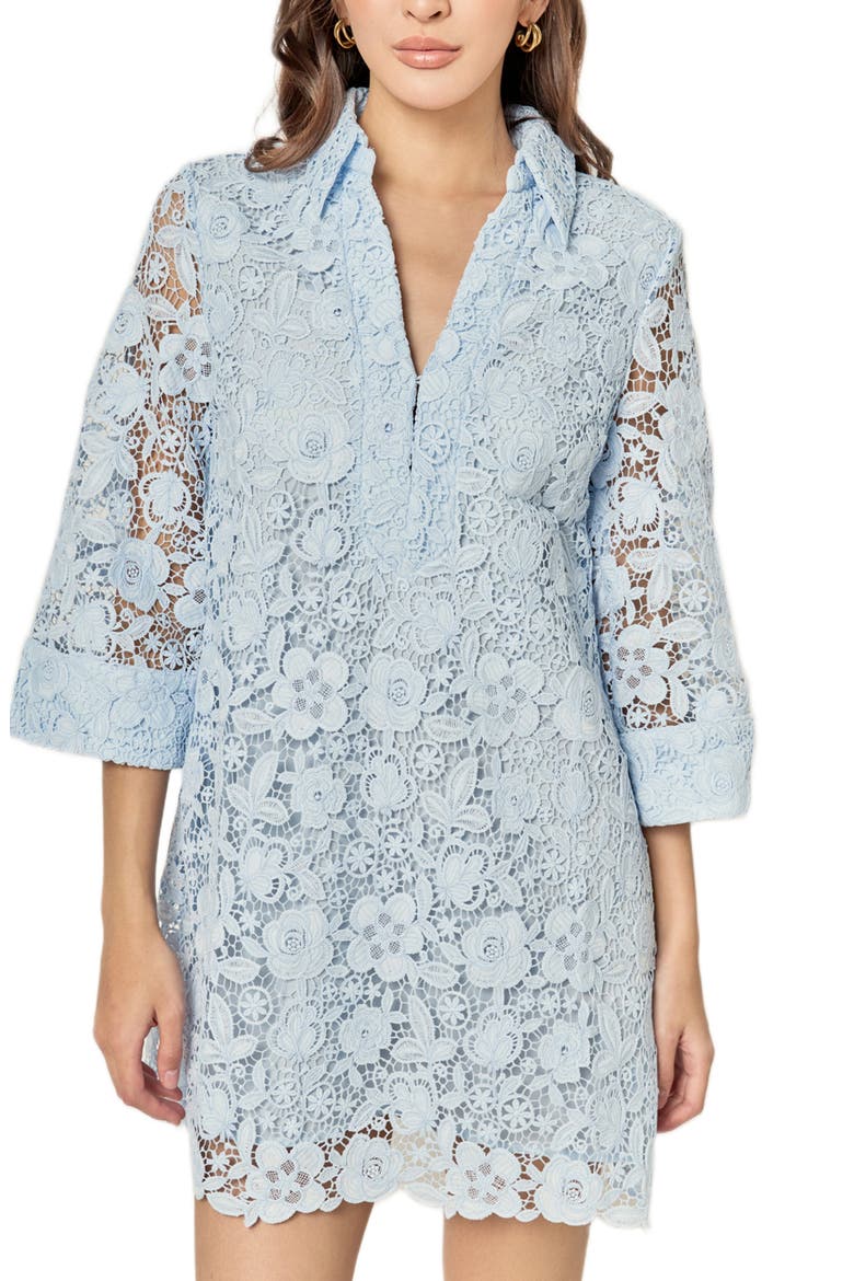 Guipure Lace Minidress, Alternate, color, POWDER BLUE