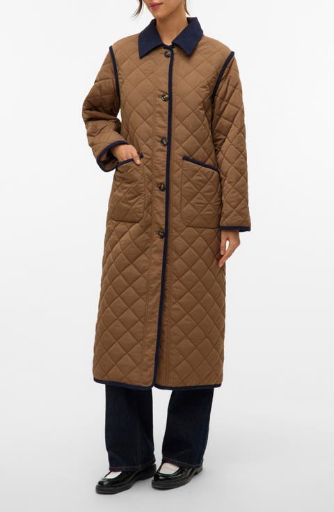 Emily Water Resistant Quilted Long Coat