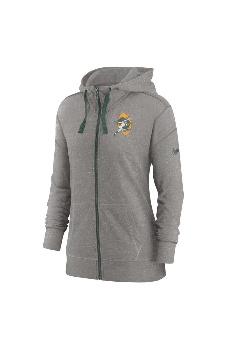Nike Women's Nike Heather Charcoal Green Bay Packers Gym Vintage Full-Zip Hoodie, Alternate, color, 