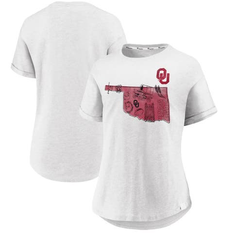 Women's Fanatics  White Oklahoma Sooners True Classics Hometown Tacked Sleeve T-Shirt
