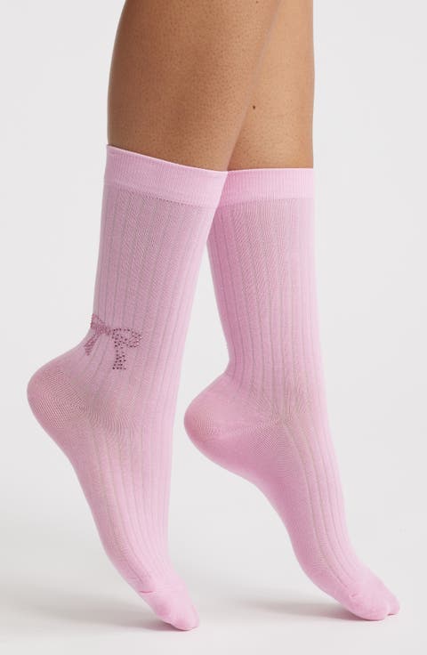 Sabrina Crystal Bow Crew Socks