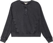 Lucky Brand Cable Stitch Sleeve Henley Top