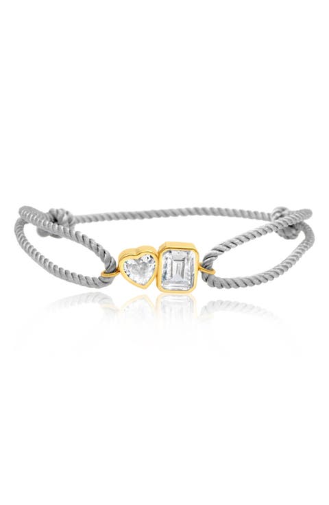 Cubic Zirconia Corded Slider Bracelet