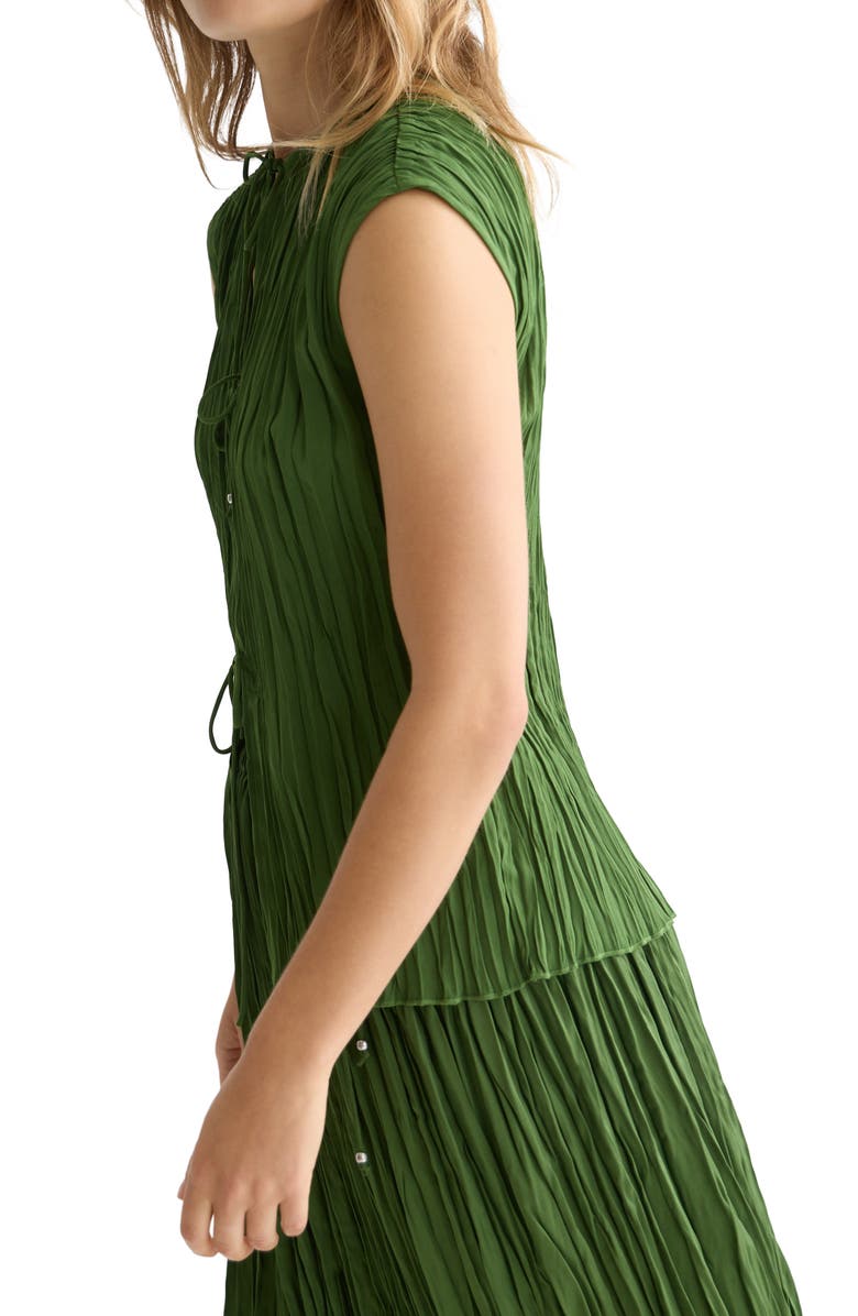 Scotch & Soda Tie Front Micropleat Top, Alternate, color, Garden Green