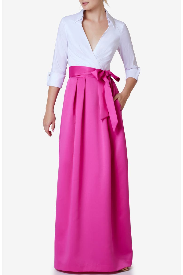 Mixed Media Ballgown, Main, color, FUCHSIA WHITE