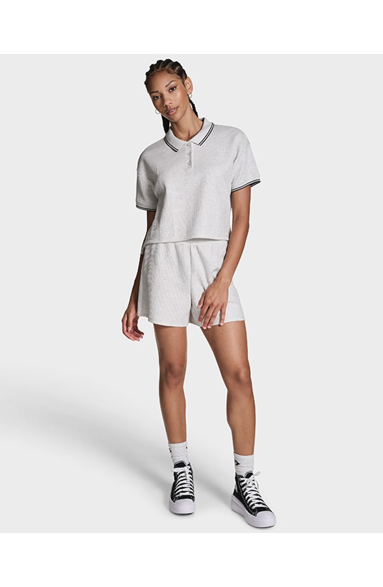 Converse Cropped Waffle Polo, Alternate, color, Light Grey Heather