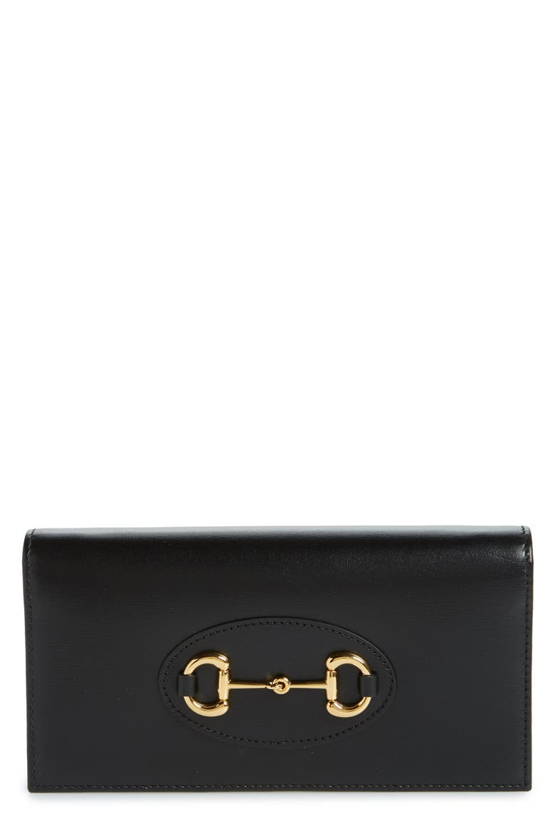 1955 Horsebit Leather Wallet on a Chain, Main, color, BLACK