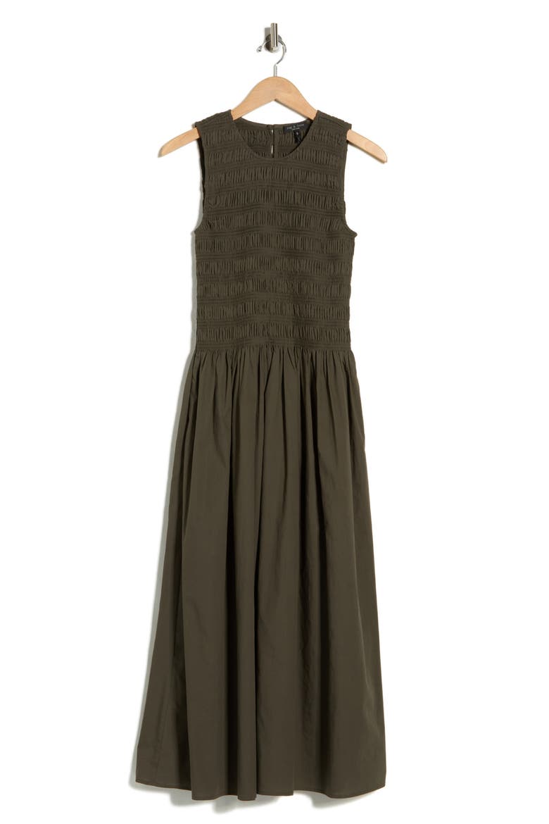 Lane Sleeveless Smocked Cotton Maxi Dress, Alternate, color, MID OLIVE