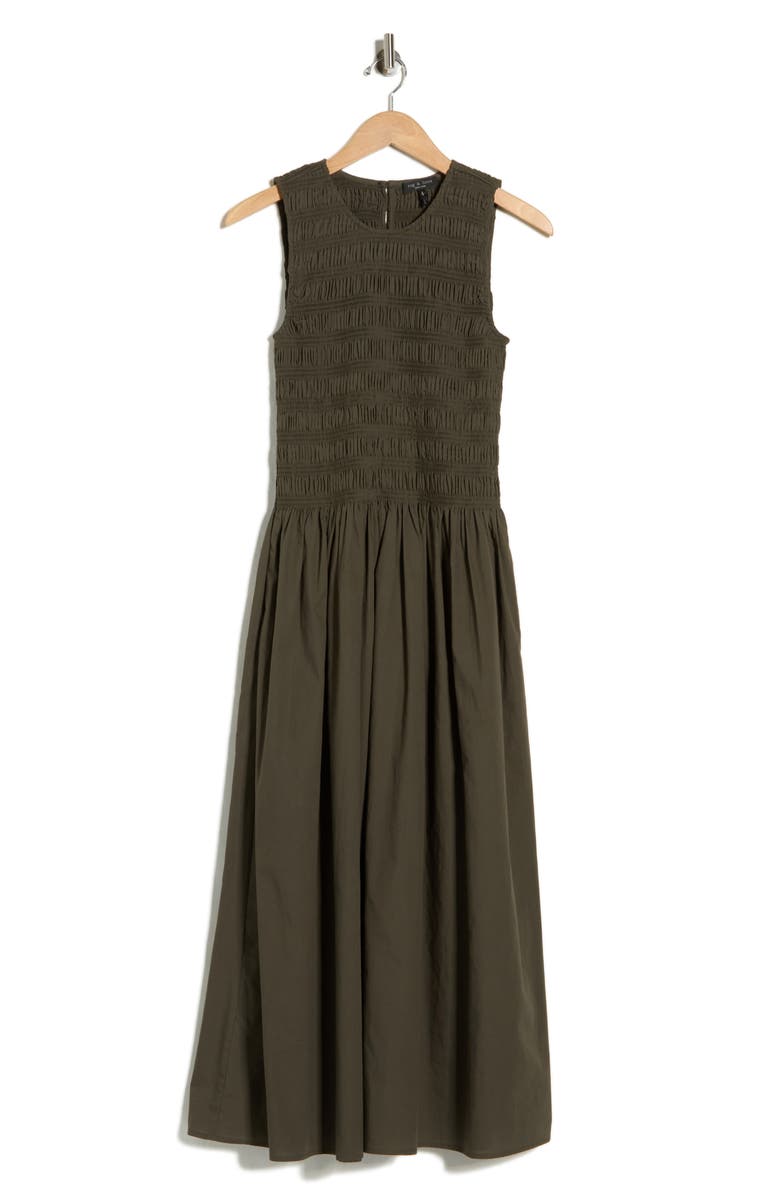 rag & bone Lane Sleeveless Smocked Cotton Maxi Dress, Alternate, color, Mid Olive