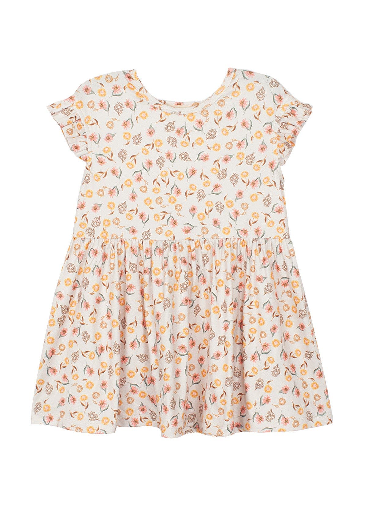 Mabel + Honey Babies'  Golden Hour Flower Dress In Brown