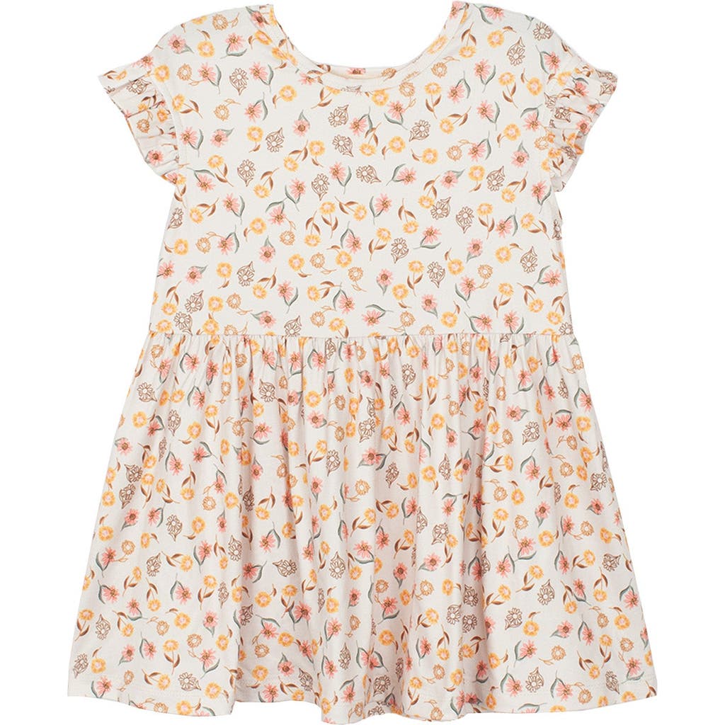 Mabel + Honey Babies' Golden Hour Flower Dress In Brown