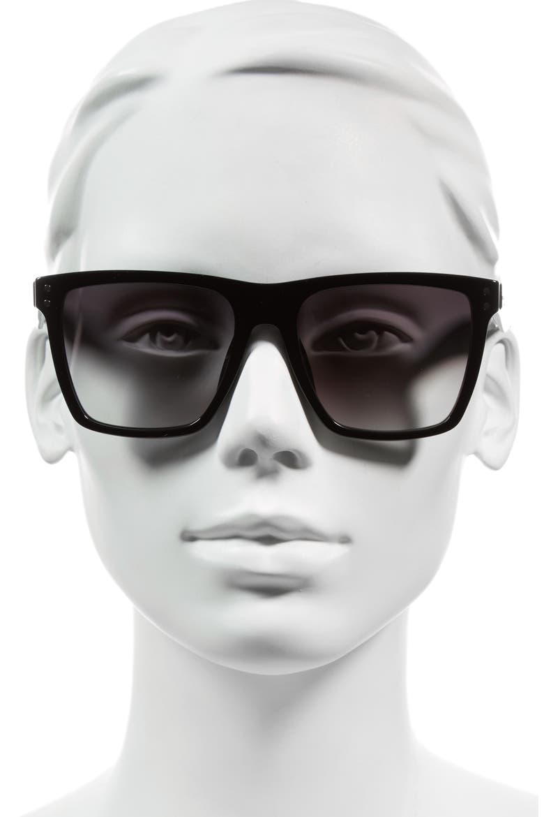 MARC JACOBS 54mm Flat Top Gradient Square Frame Sunglasses, Alternate, color, BLACK