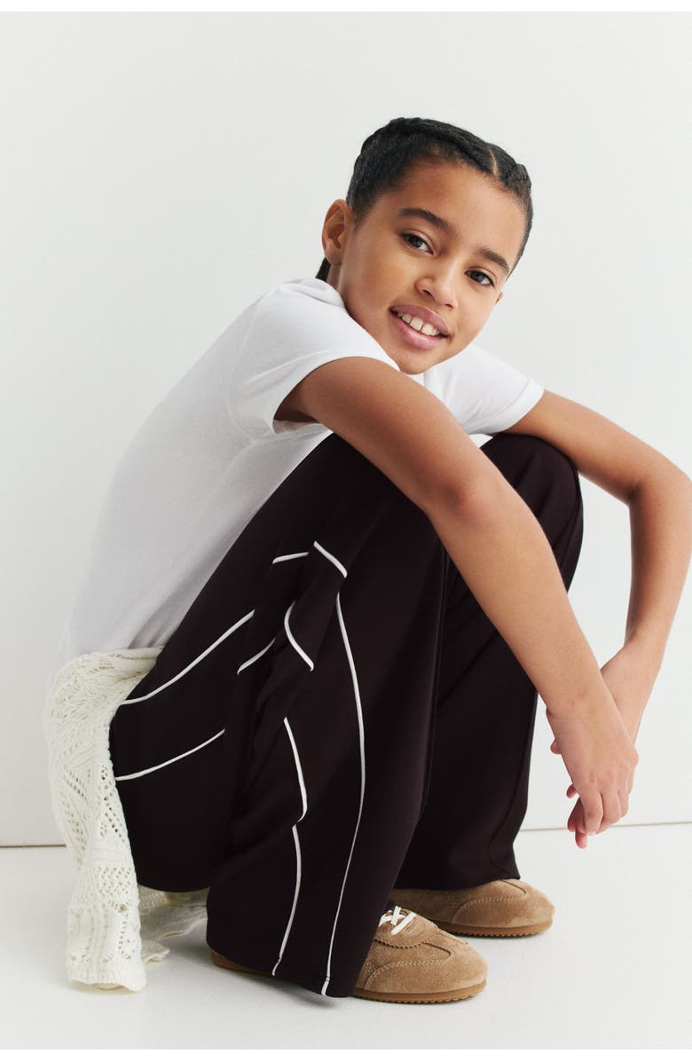 H&M Wide-leg Scuba Knit Track Pants, Alternate, color, Dark Brown