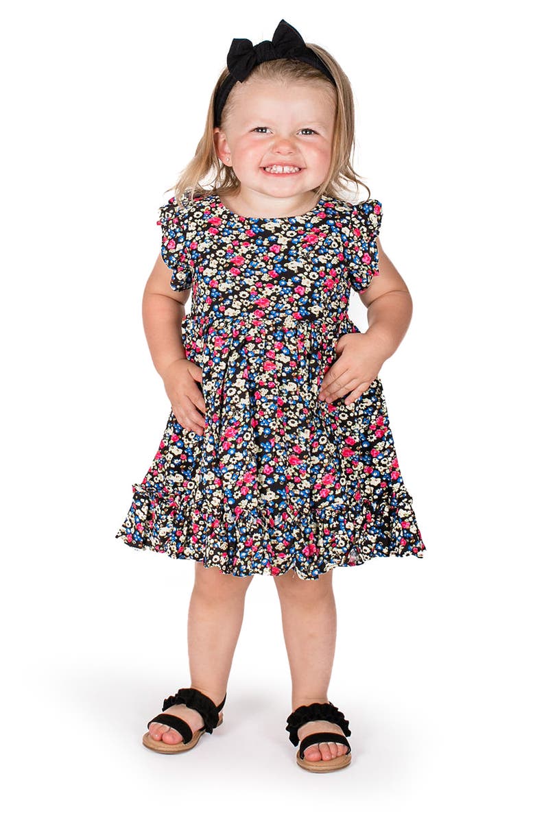 Popatu Kids' Floral Dress, Alternate, color, Black/Red Multi
