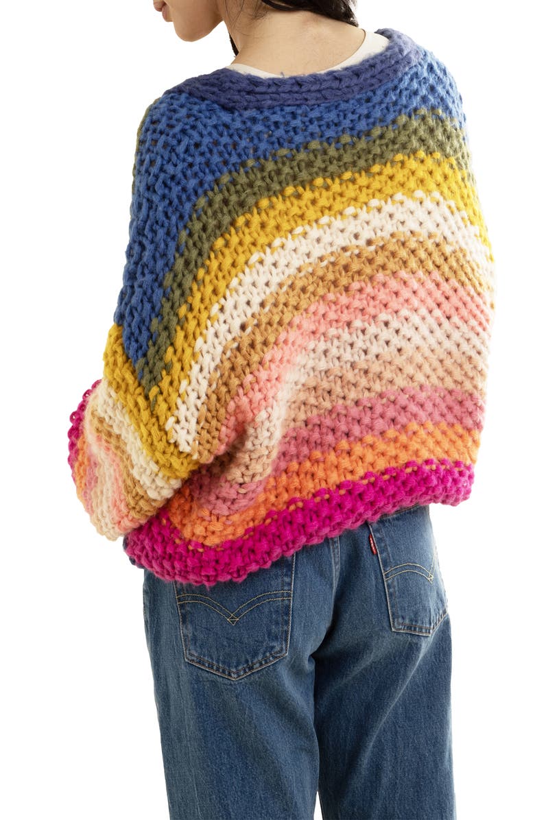 SAACHI Rainbow Stripe Reversible Sweater, Alternate, color, Multi Blue