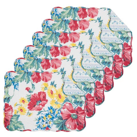 Camila Flowers 100% Cotton Set of 6 Placemats 13" x 19"
