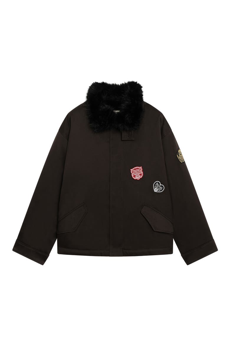 Kadris Cotton Jacket with Faux Fur Lining, Alternate, color, DARK CHOCOLATE