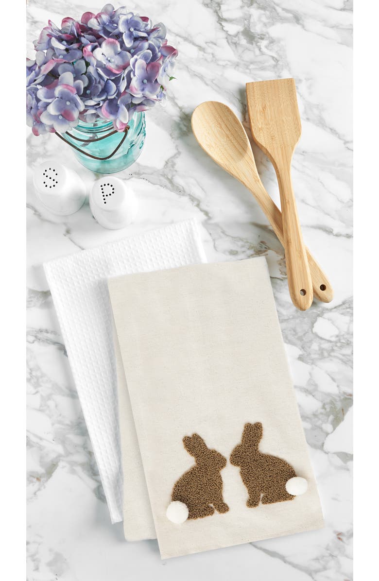 C&F Home Easter Bunny Rabbit Duo Tufted Tails 100% Cotton Dishtowel, Alternate, color, White