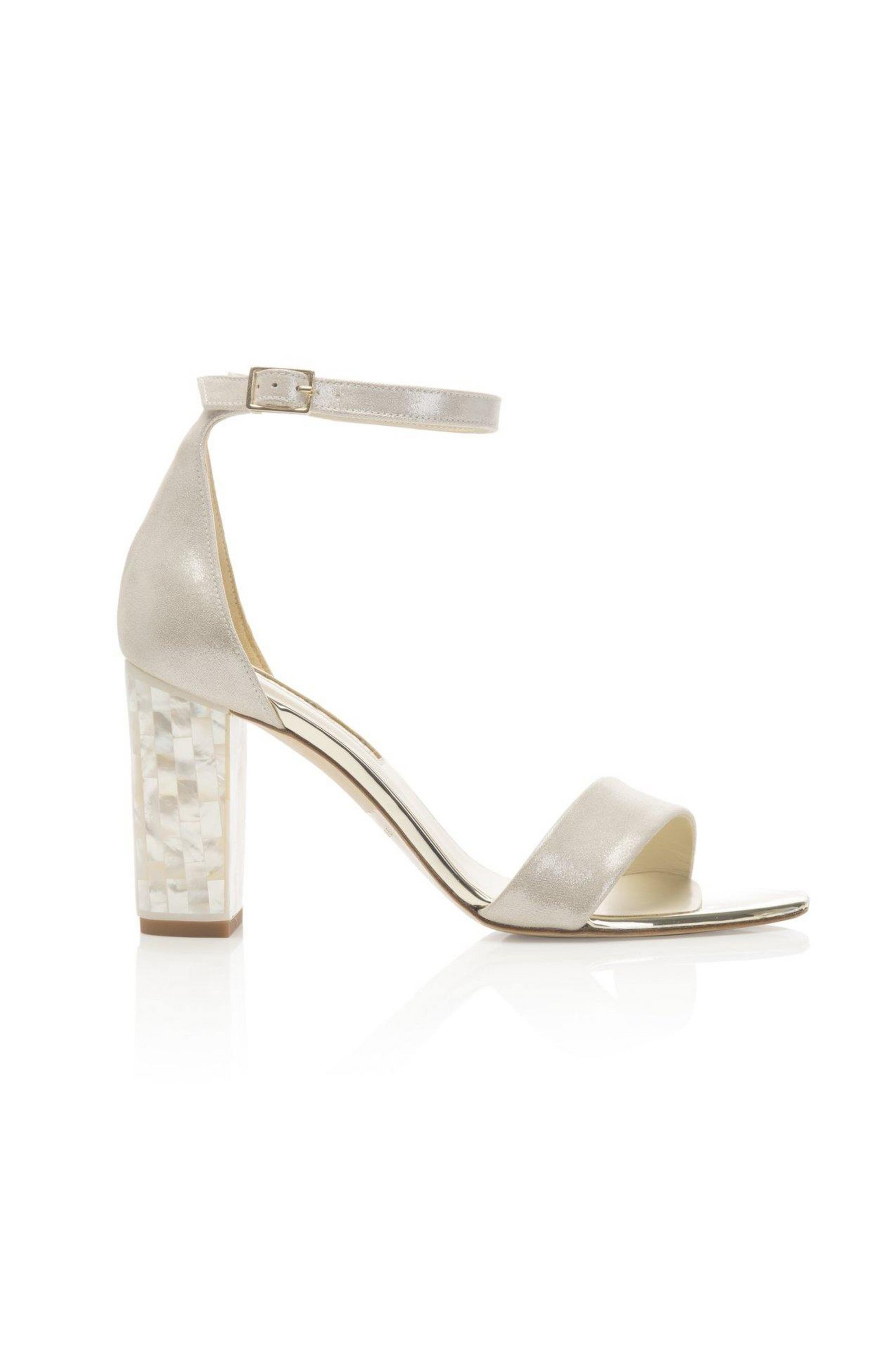 Freya Rose Martene Ankle Strap Pearl Heel Sandal, Alternate, color, Champagne